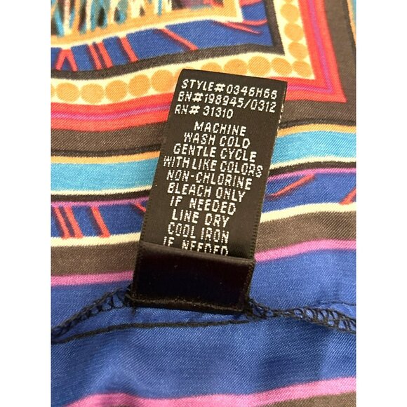 Y2K I.N. Studio Black Halter Multicolored Peacock Print Asymmetrical Hem Size 12 - Picture 7 of 7